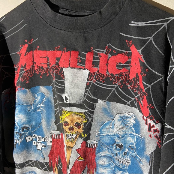 Vintage 1992 Metallica Damage Inc. Pushead Design All Over Print AOP Shirt - Picture 3 of 8